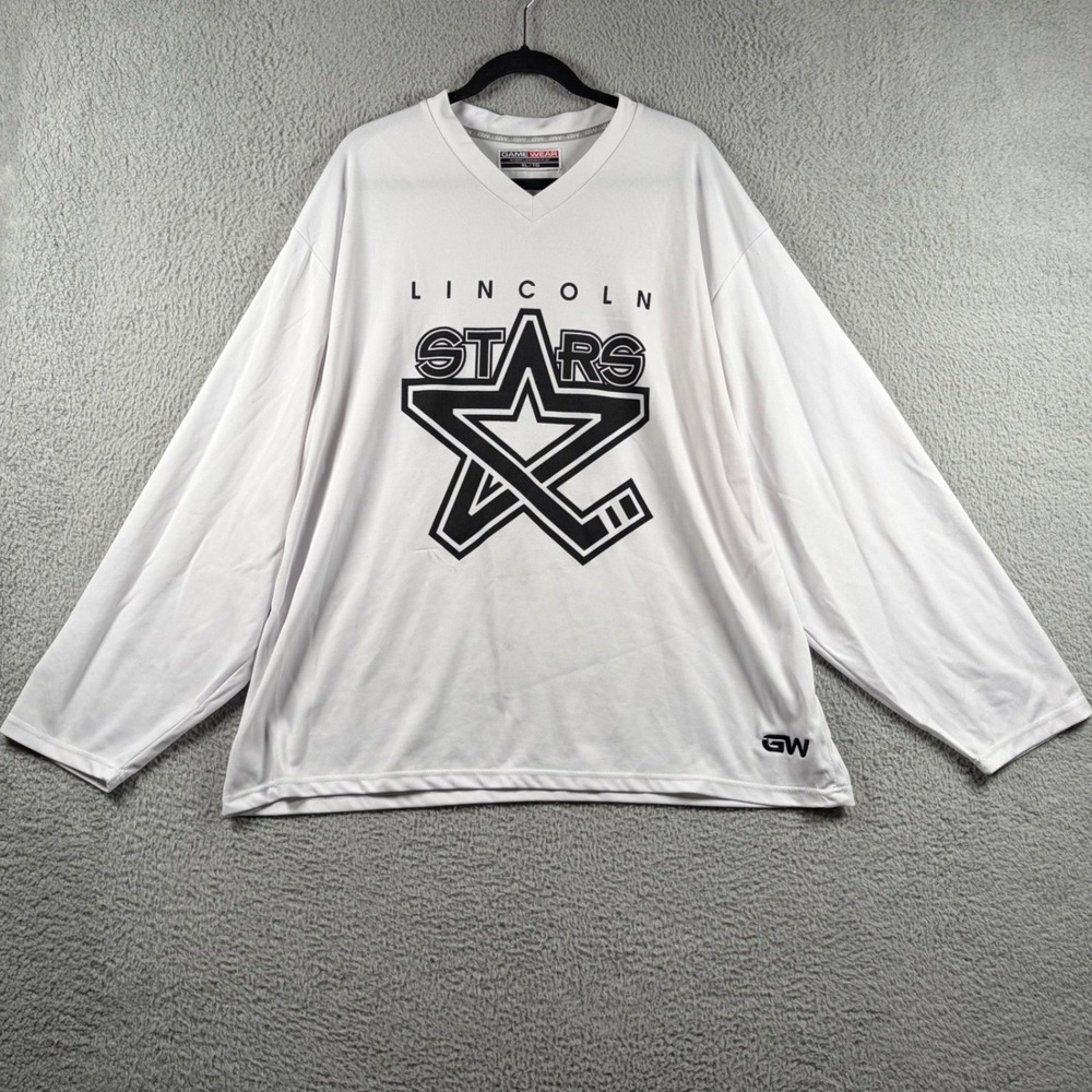 GameWear USHL Lincoln Stars Hockey Jersey Men XL White Long Sleeve USHL Number 2